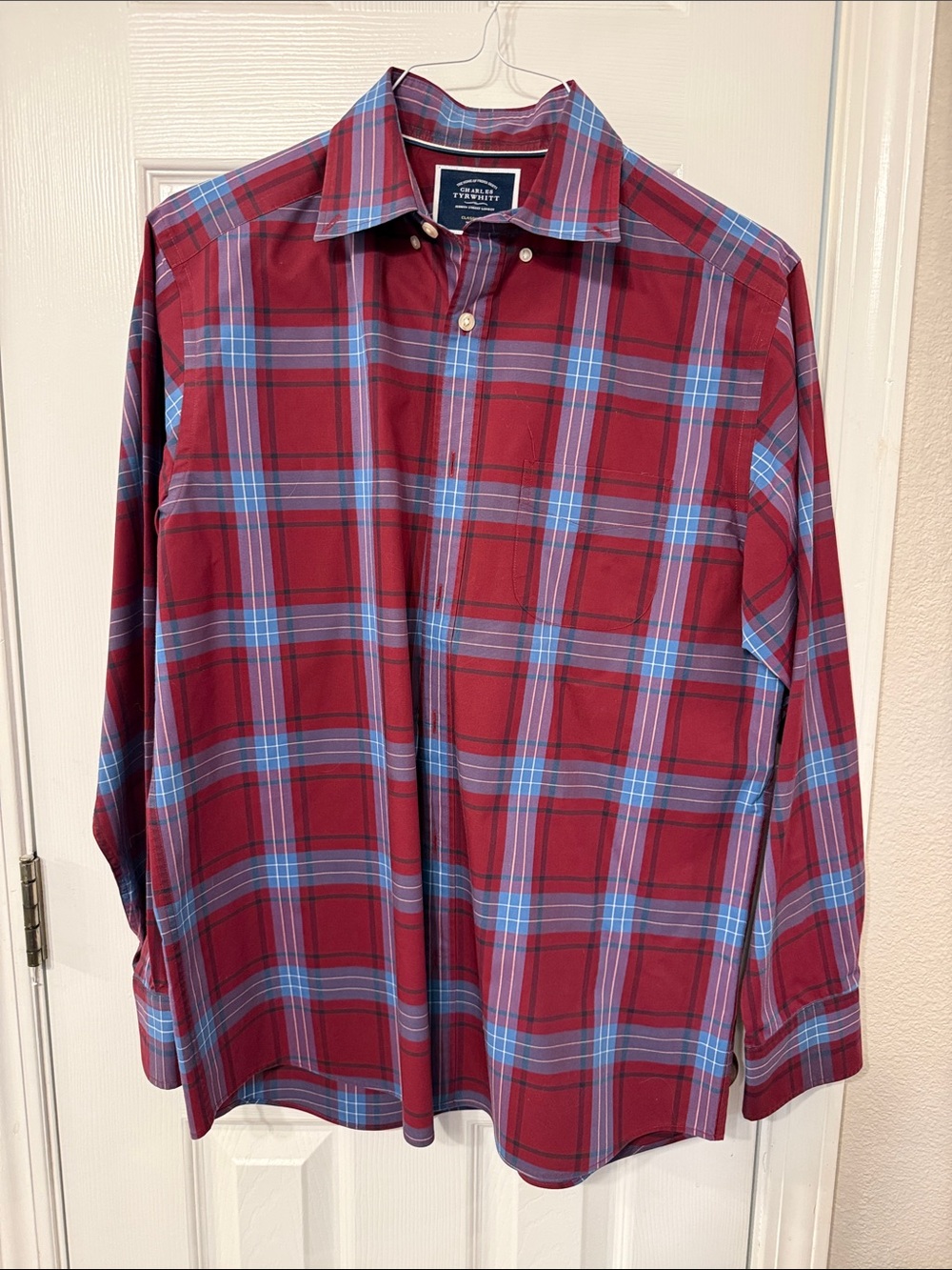 Charles Tyrwhitt Red & Blue Plaid Button-Down Shirt